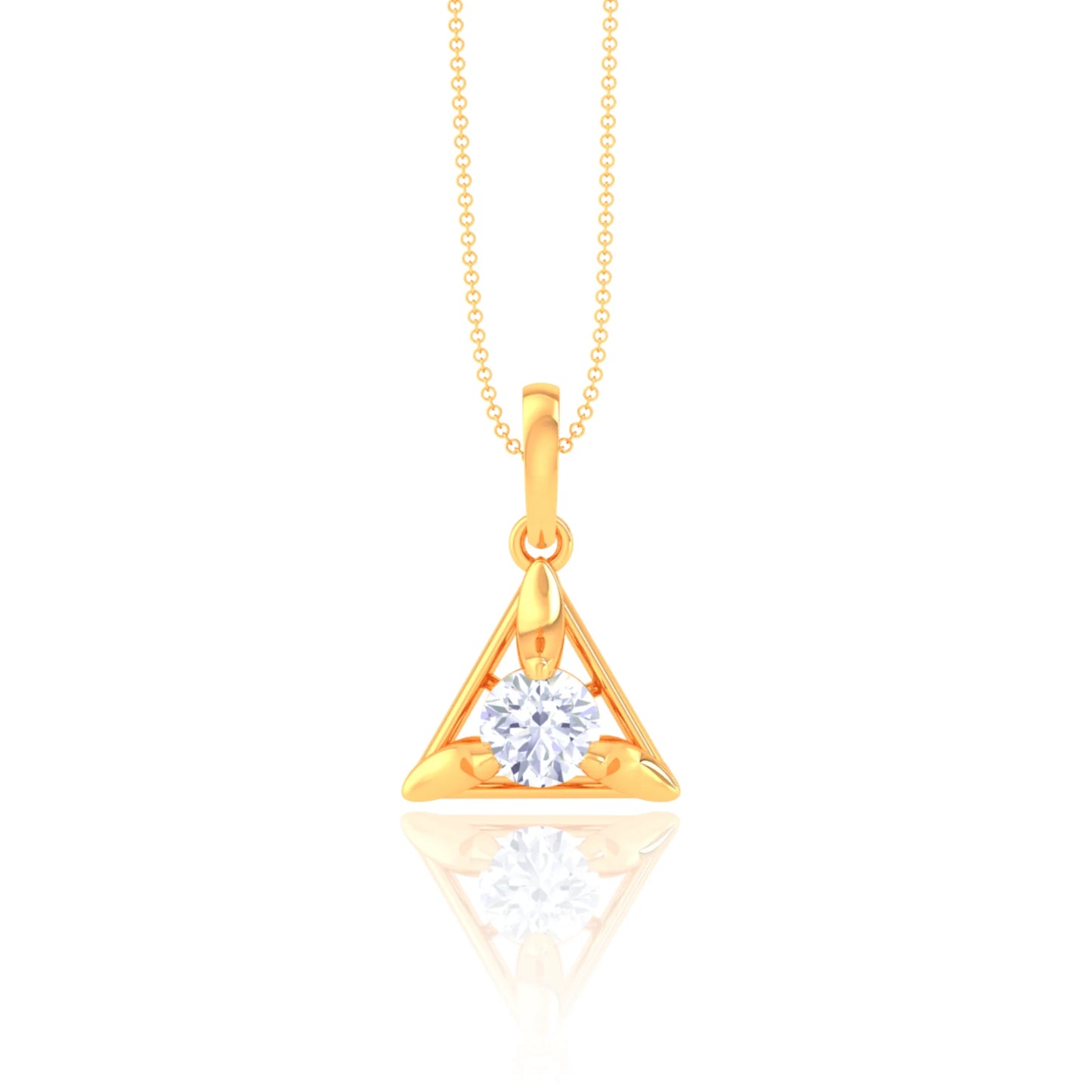 925 Silver Triangle Solitaire Pendant with Chain for Women