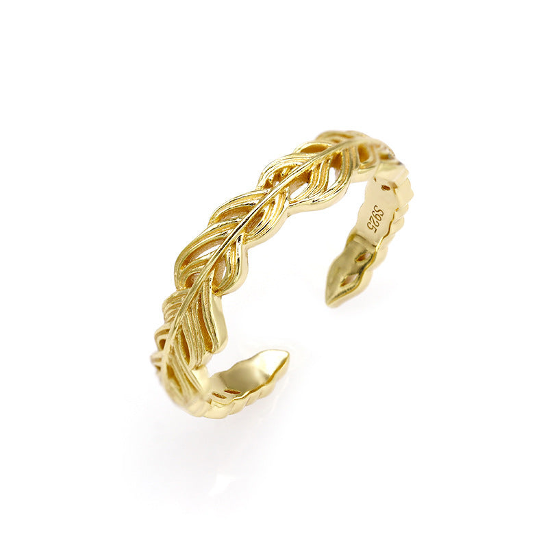 Women's Gold Leaf Hollow Ring