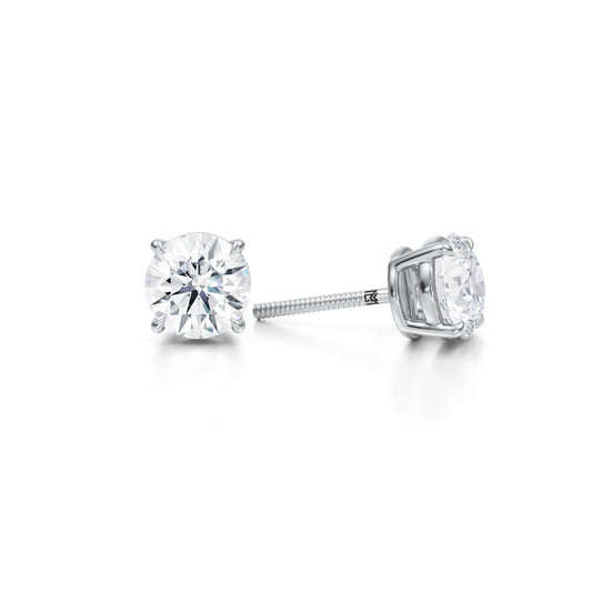 2 Carat Total Weight Round Lab Grown Diamond Stud Earrings (IGI Certified F VS1)