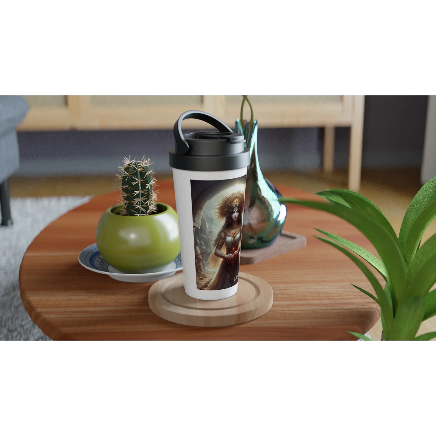 ERESHKIGAL White 15oz Stainless Steel Travel Mug