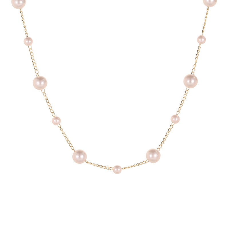 Women's Clavicle Pearl Necklace Pearl Bead Beads Of Varying Sizes