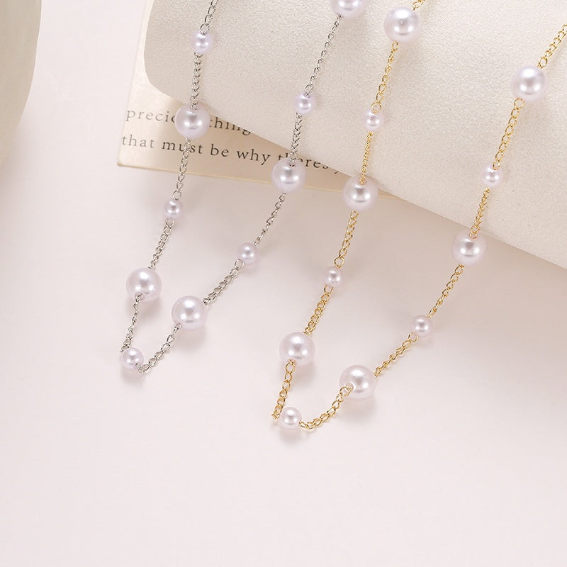 Women's Clavicle Pearl Necklace Pearl Bead Beads Of Varying Sizes