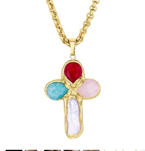 Titanium Steel Goose Soft Stone Cross Zircon Pendant Necklace I