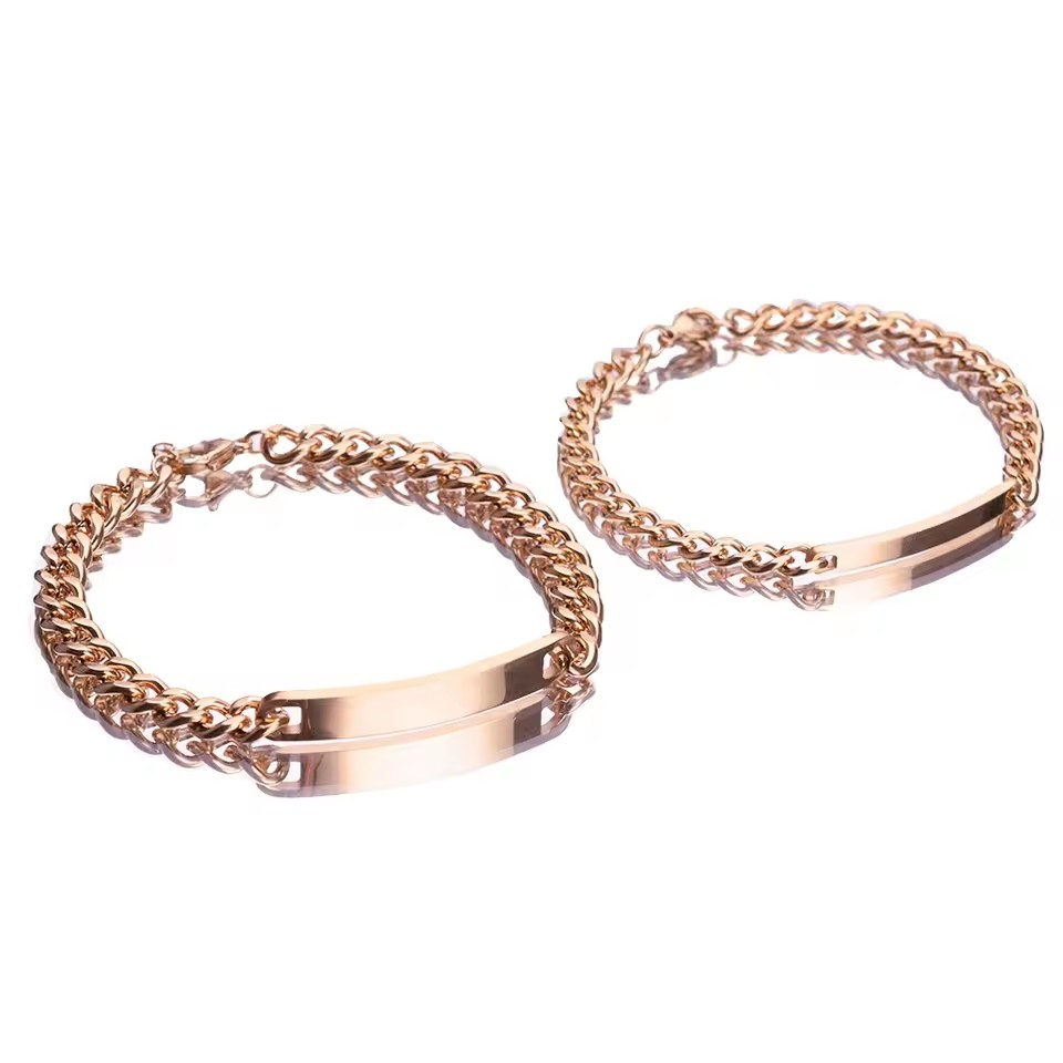 Endless Love - Engraved Bracelets with Rose Box - Gold
