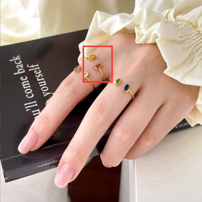 Titanium Steel Colorful Zircon Plated 18K Ring