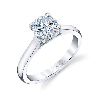 Mars Round Engagement Ring 14K White Gold