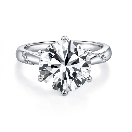 5CT Round Cut Accented Lab Diamond Ring
