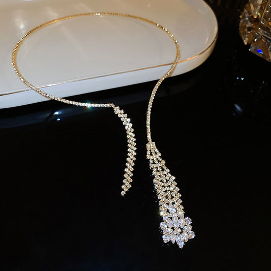 Rhinestone Zircon Tassel Necklace Affordable Luxury