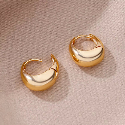 U Shape Hoop Earrings for Women Smooth Gold Color Stainless Steel Earrings Female Classic Statement Wedding Ear Jewelry Aretes