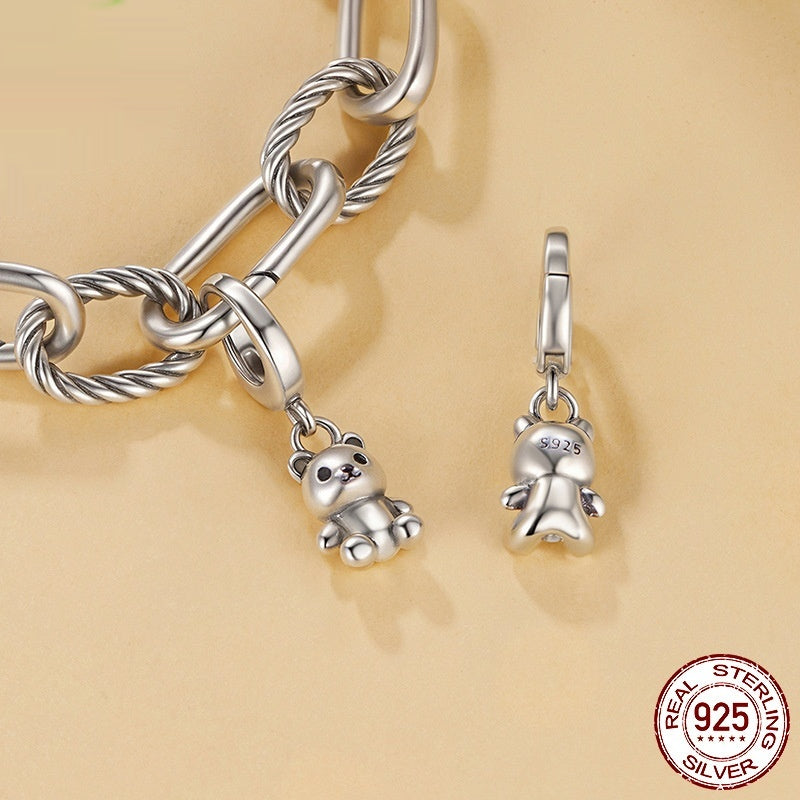 S925 Silver Bear Pendant Parts