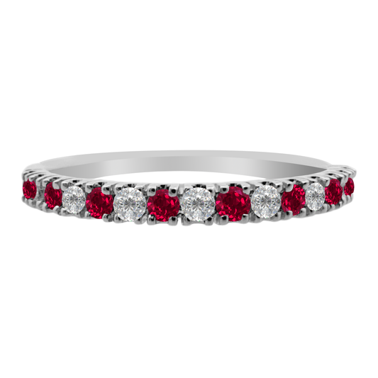0.17 Rbrd 0.12 Dird 14K White Gold Ruby & Dia Ring Size 7 1.0Dwt