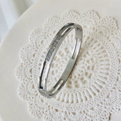 Waterproof Luxury Colorful Cubic Zirconia Bangles Stainless Steel Open Bracelet Bangle 18K Plated Fashion Jewelry Women