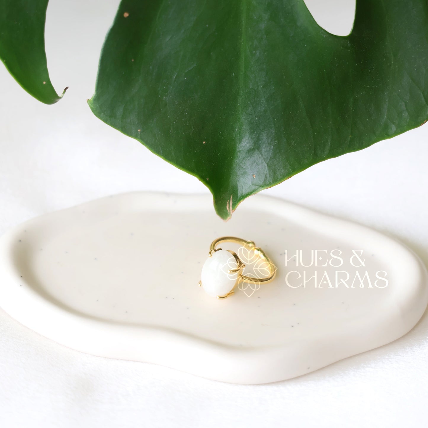OVAL SHAPE RAW STONE ADJUSTABLE RING (COLOURS AVAILABLE)
