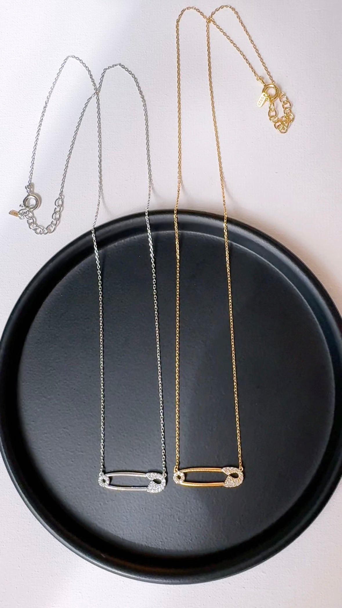 Safety Pin Solid 925 Silver Pendant Necklace