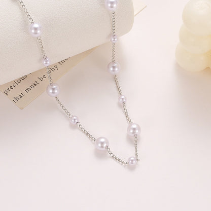Women's Clavicle Pearl Necklace Pearl Bead Beads Of Varying Sizes