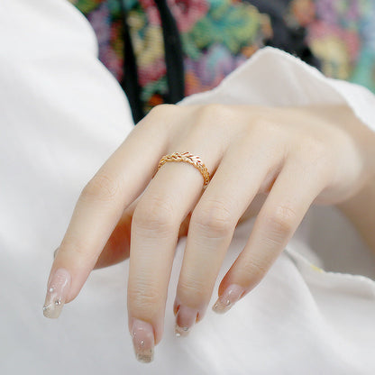 Women's Gold Leaf Hollow Ring