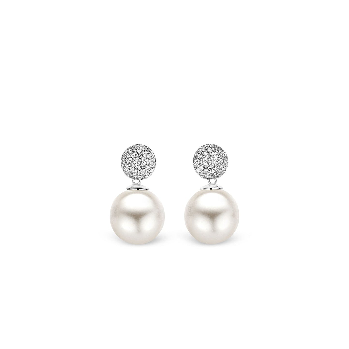 Ti Sento Pearl Pave CZ Drop Earrings