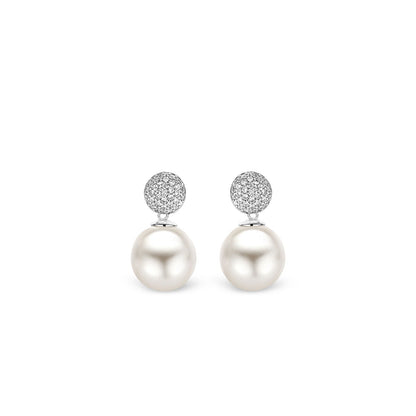 Ti Sento Pearl Pave CZ Drop Earrings