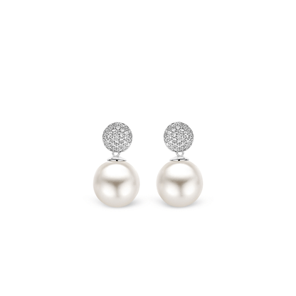 Ti Sento Pearl Pave CZ Drop Earrings