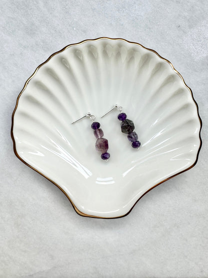 Purple Gemstone Drop Earrings