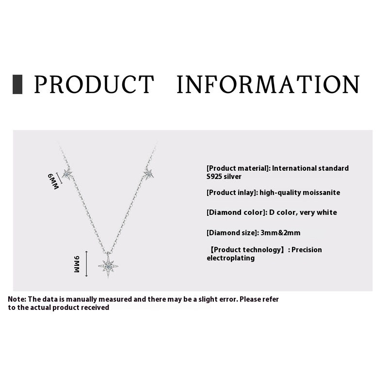 Personalized Fashion S925 Sterling Silver Moissanite Niche Starry Necklace