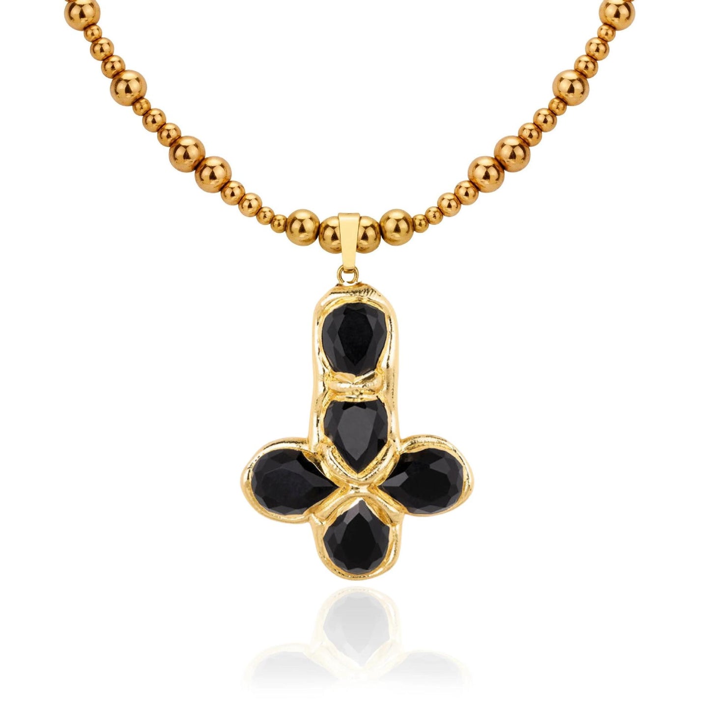 Titanium Steel Goose Soft Stone Cross Zircon Pendant Necklace I