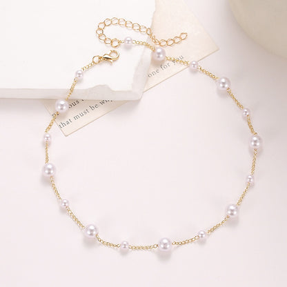 Women's Clavicle Pearl Necklace Pearl Bead Beads Of Varying Sizes