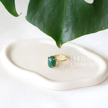 OVAL SHAPE RAW STONE ADJUSTABLE RING (COLOURS AVAILABLE)