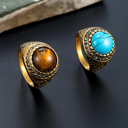 New Tigereye Men's Titanium Steel Ring