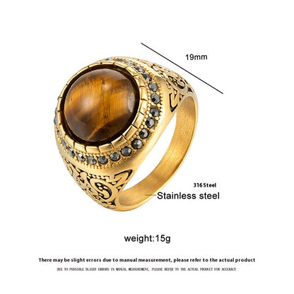 New Tigereye Men's Titanium Steel Ring