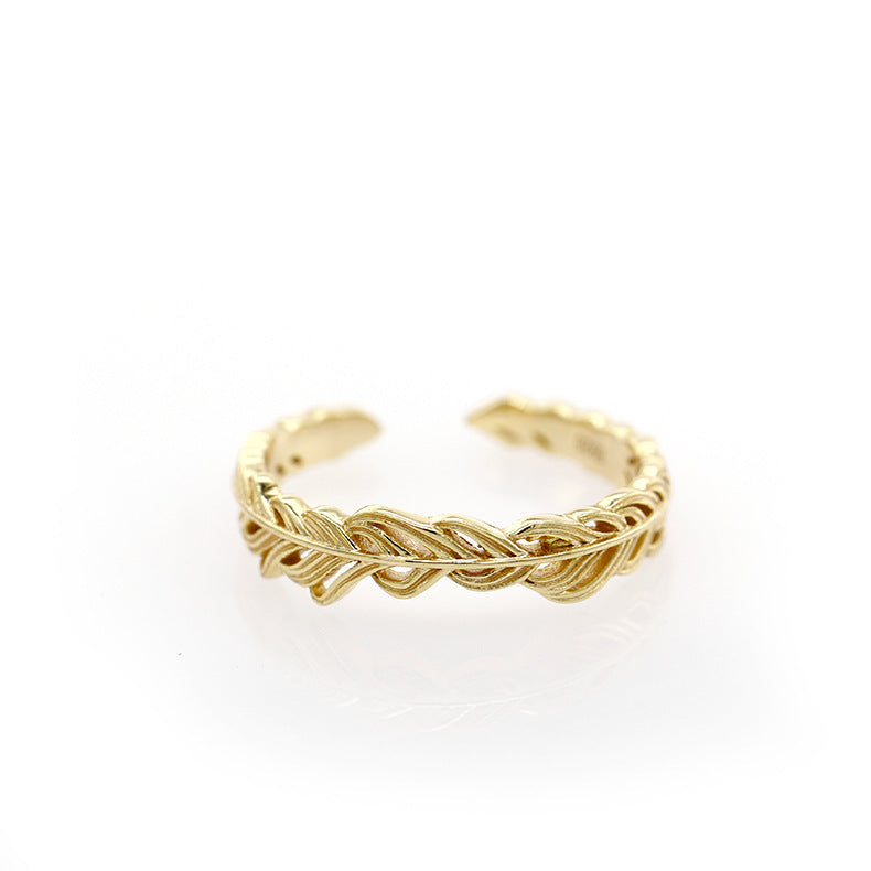 Women's Gold Leaf Hollow Ring