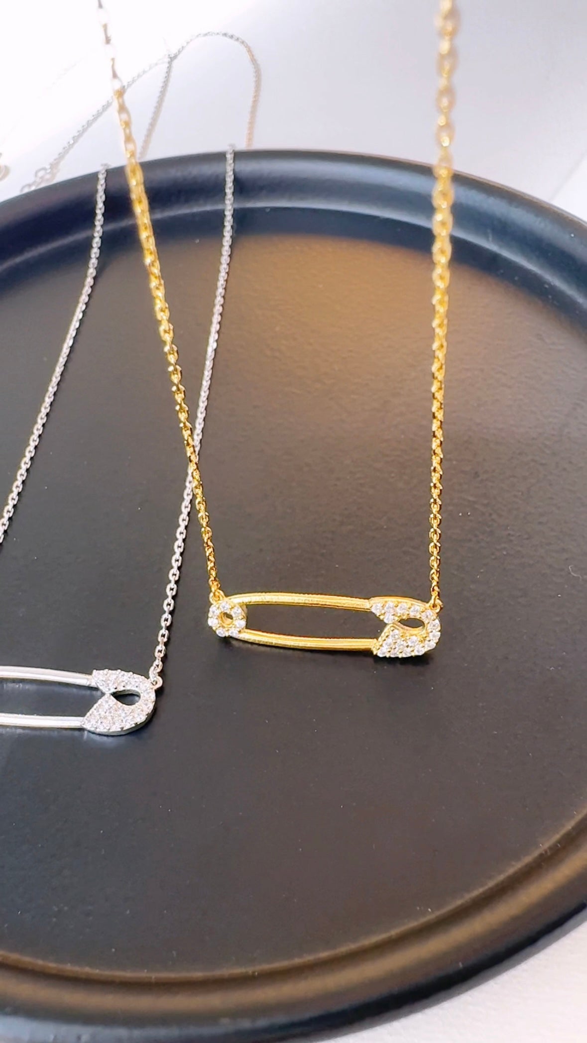 Safety Pin Solid 925 Silver Pendant Necklace