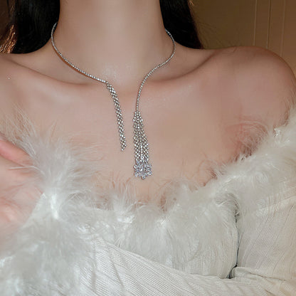 Rhinestone Zircon Tassel Necklace Affordable Luxury