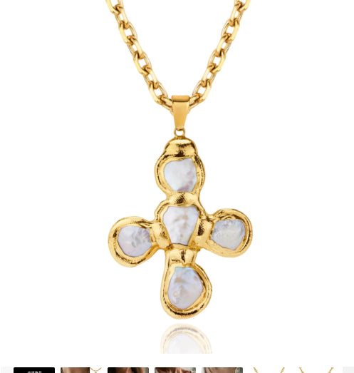 Titanium Steel Goose Soft Stone Cross Zircon Pendant Necklace I