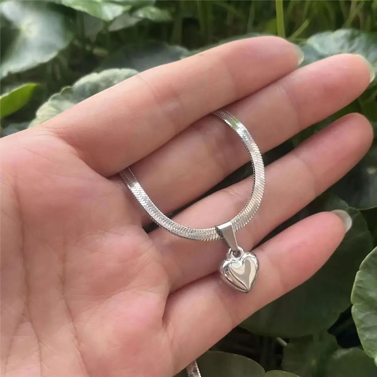 Romantic Titanium Stainless Steel Lovely Heart Charm Necklaces Jewelry