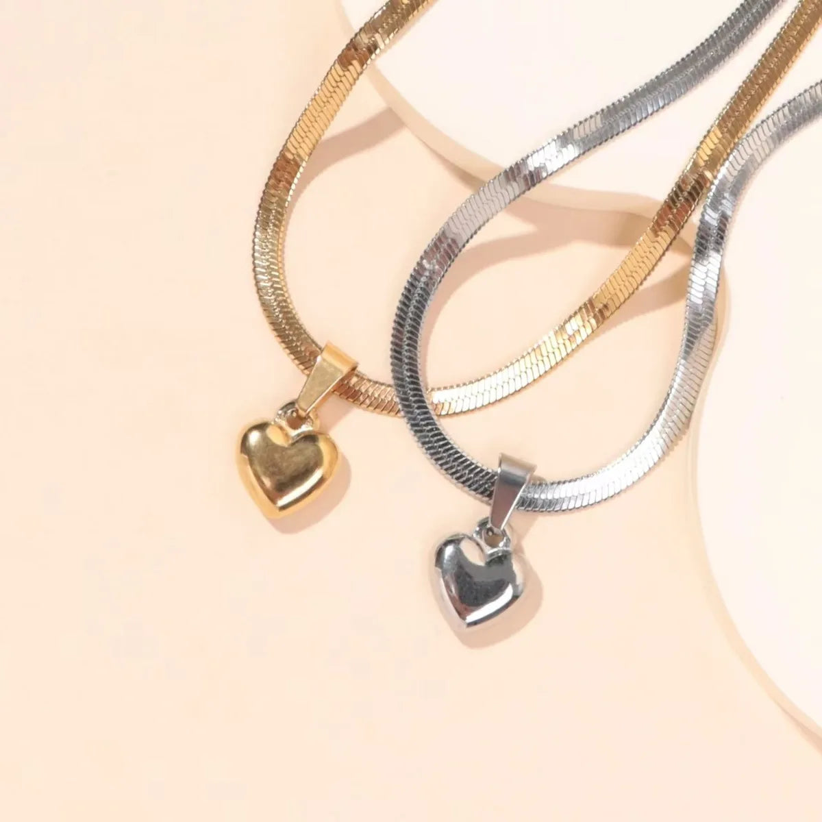 Romantic Titanium Stainless Steel Lovely Heart Charm Necklaces Jewelry