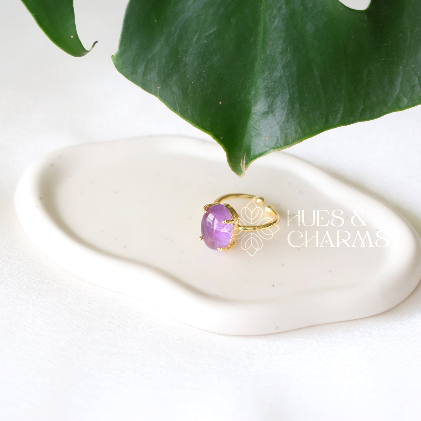 OVAL SHAPE RAW STONE ADJUSTABLE RING (COLOURS AVAILABLE)