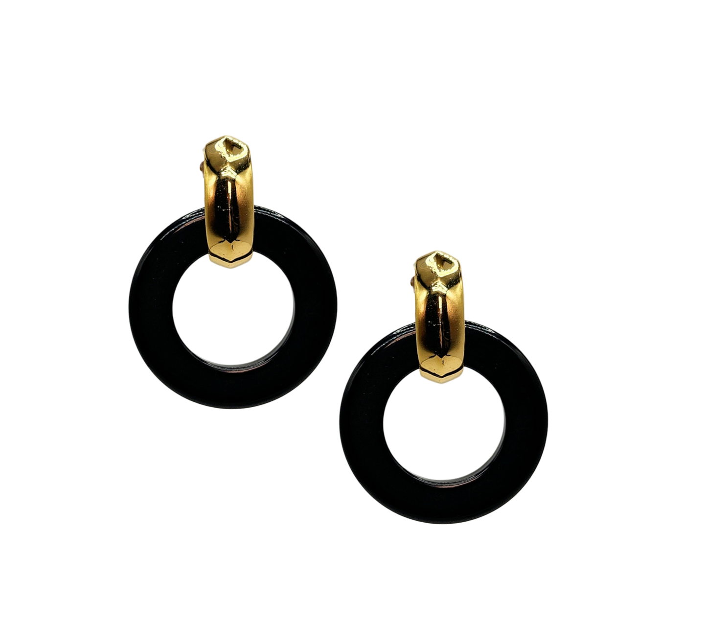 Black Resin Doorknocker Earring