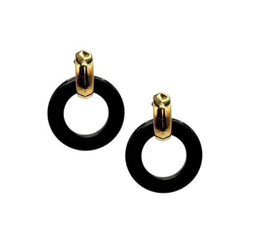 Black Resin Doorknocker Earring