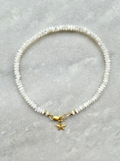 Mother of Pearl Anklet / Gold Vermeil