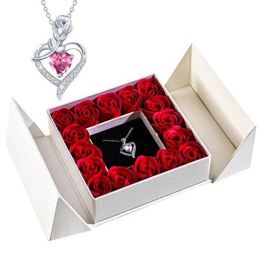Gifts For Women Jewelry Pendant Necklace /w Soap Eternal Rose Gift Box