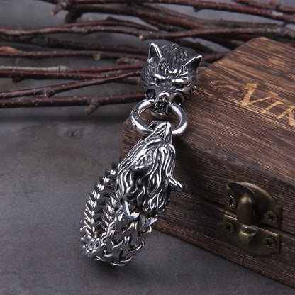 Rock Viking Wolf Charm Bracelet