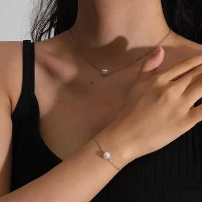 Hot White Pearl Jewelry Sets Necklace Bracelet Big Pearl Sets Unquie