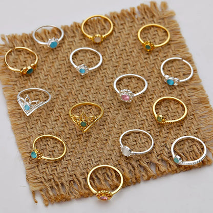 Stainless Steel Sun Opal Rings For Women Gold Color Couple Rings