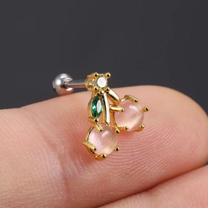 1Pc 20g Stainless Steel Rainbow Cz Fruit Cartilage Bicycle Stud Earring Cute Screw Back Bar Ligth Tragus Conch Lobe Ear Piercing