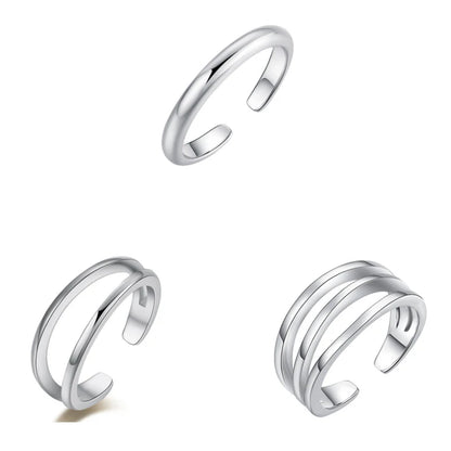 3PCS Toe Rings for Women Stainless Steel Adjustable Summer Beach Sexy Foot Ring With Diamonds Stackable Men's And Women's Ring