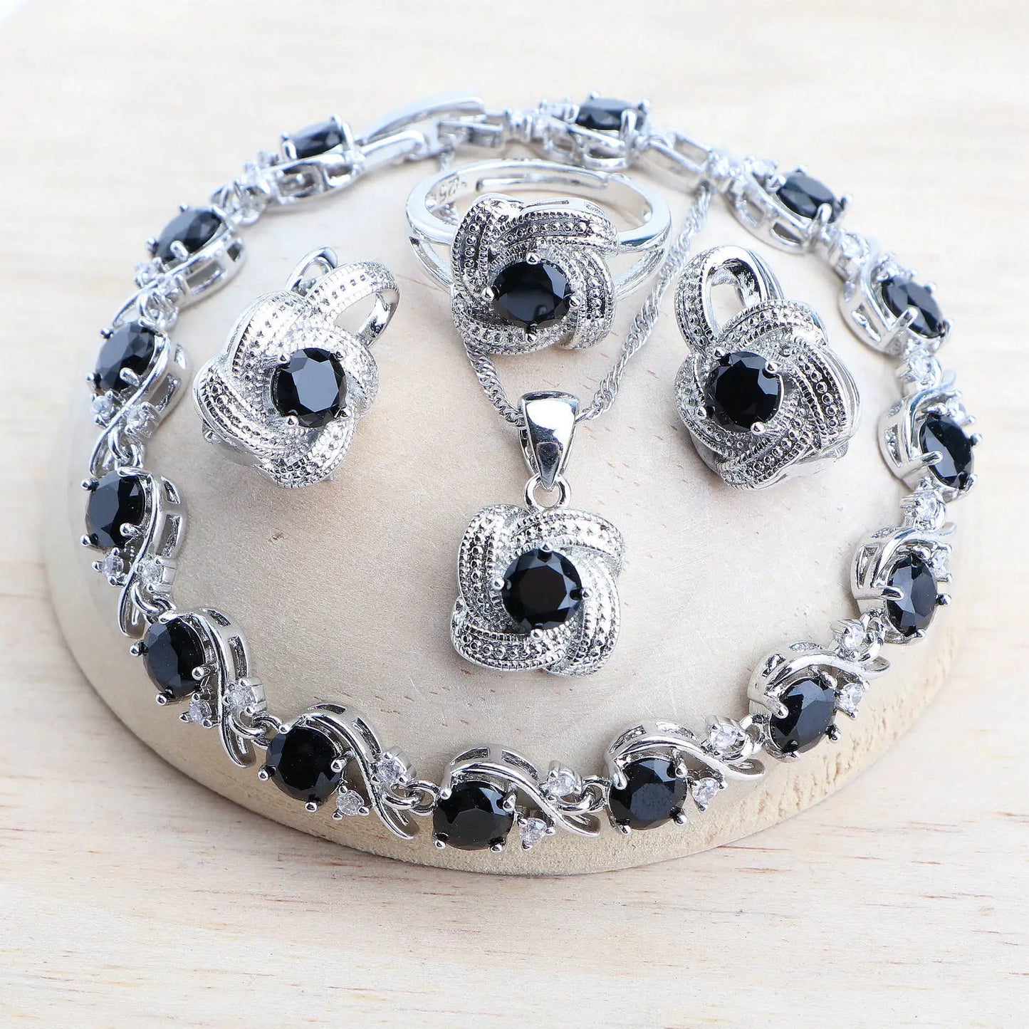 Birthstone Jewelry Set – 5 Piece Set in 925 Sterling Silver