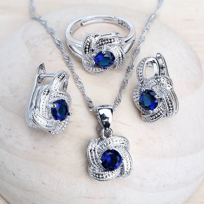 Birthstone Jewelry Set – 5 Piece Set in 925 Sterling Silver