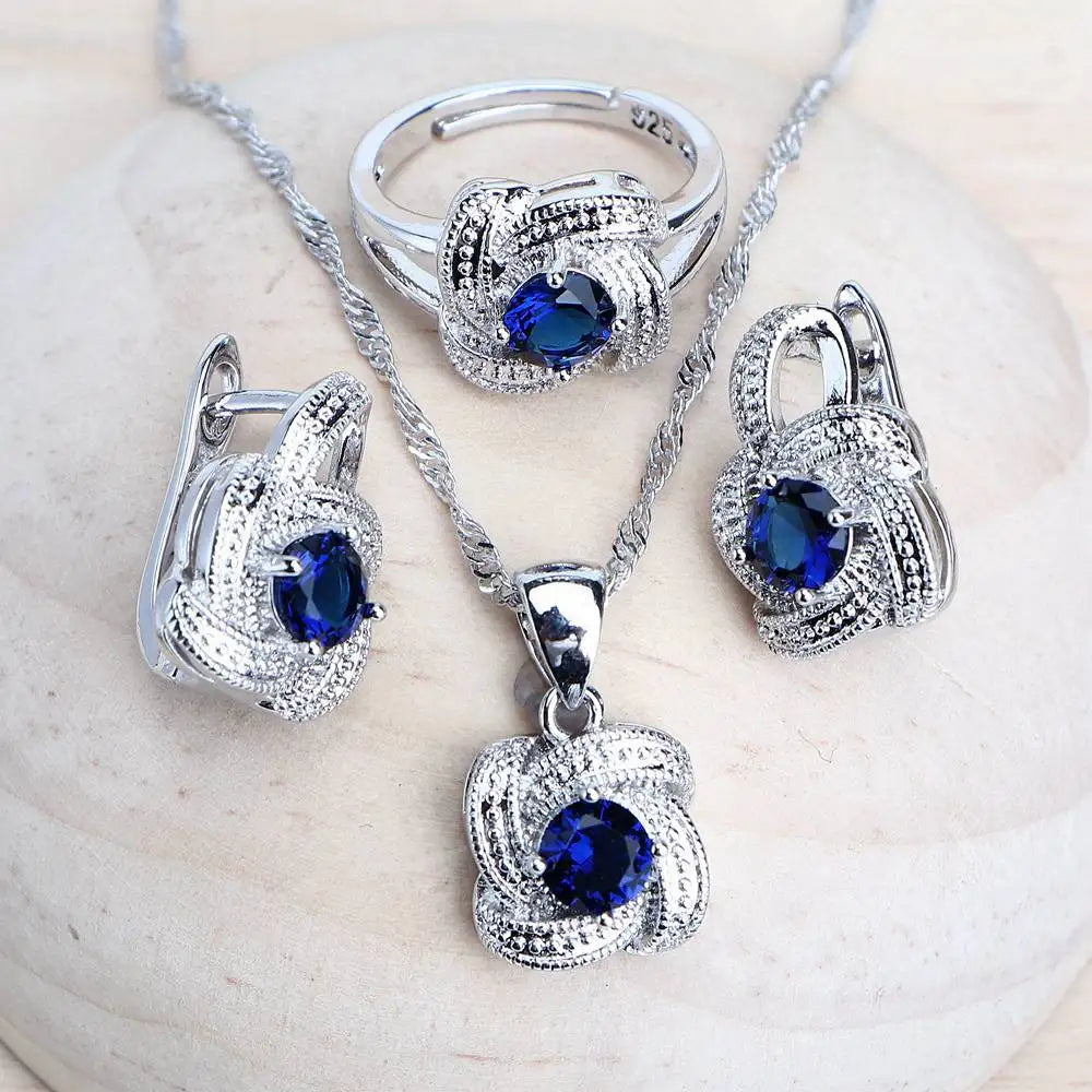 Birthstone Jewelry Set – 5 Piece Set in 925 Sterling Silver