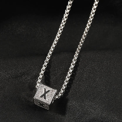 Custom Personality Letter Name Cube Pendants Necklaces for Men Hip Hop